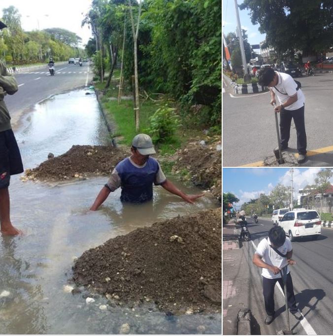 Pelaksanaan perbaikan kebocoran pipa 12” PVC Jl. Bypass Ngurah Rai Denpasar 