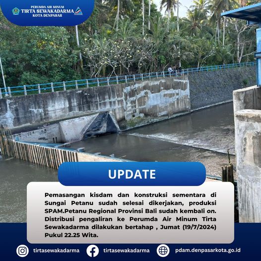 Pekerjaan pemasangan Kisdam dan konstruksi sementara di sungai Petanu selesai dikerjakan