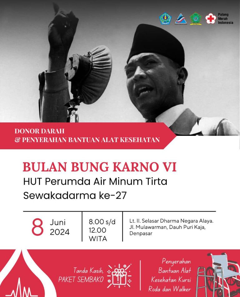 Dalam rangka menyambut HUT. ke-27 Perumda Air Minum Tirta Sewakadarma mengadakan acara Donor Darah dan Penyerahan Alat Bantu Kesehatan (Kursi Roda dan Walker)