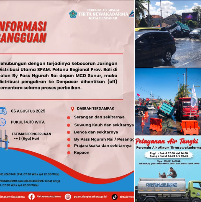 Kebocoran Pipa Jaringan Distribusi Utama SPAM. Petanu Regional Provinsi Bali