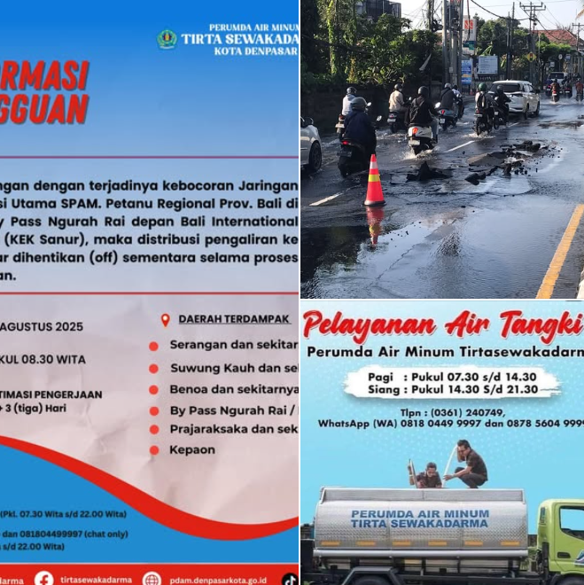 Kebocoran Jaringan Distribusi Utama SPAM. Petanu Reginal Provinsi Bali (RS. Bali International Hopital) KEK Sanur.