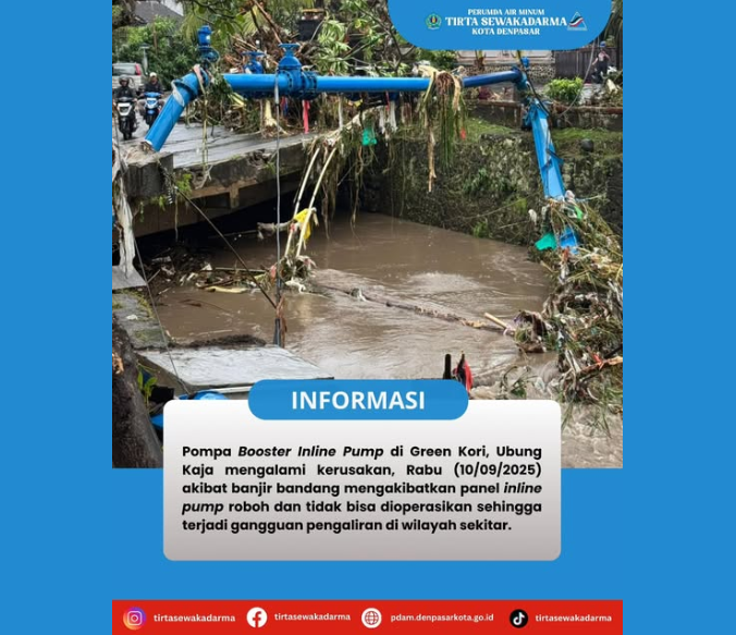 Pompa Inline Pump di Green Kori Ubung Kaja mengalami kerusakan, Rabu 10/09/2025